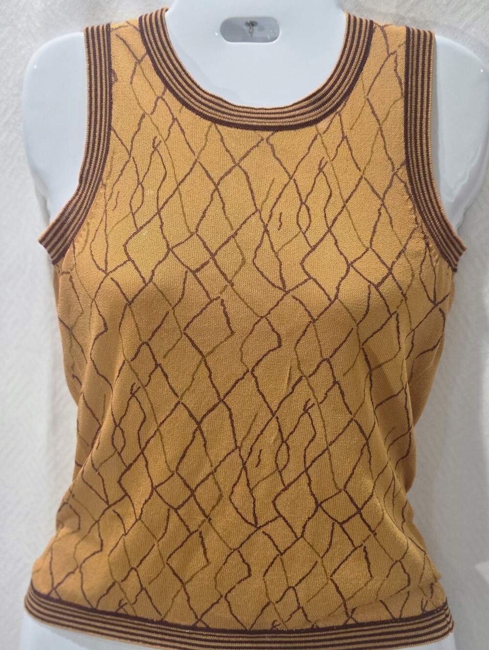 Elegant Orange Patterned Tank Top